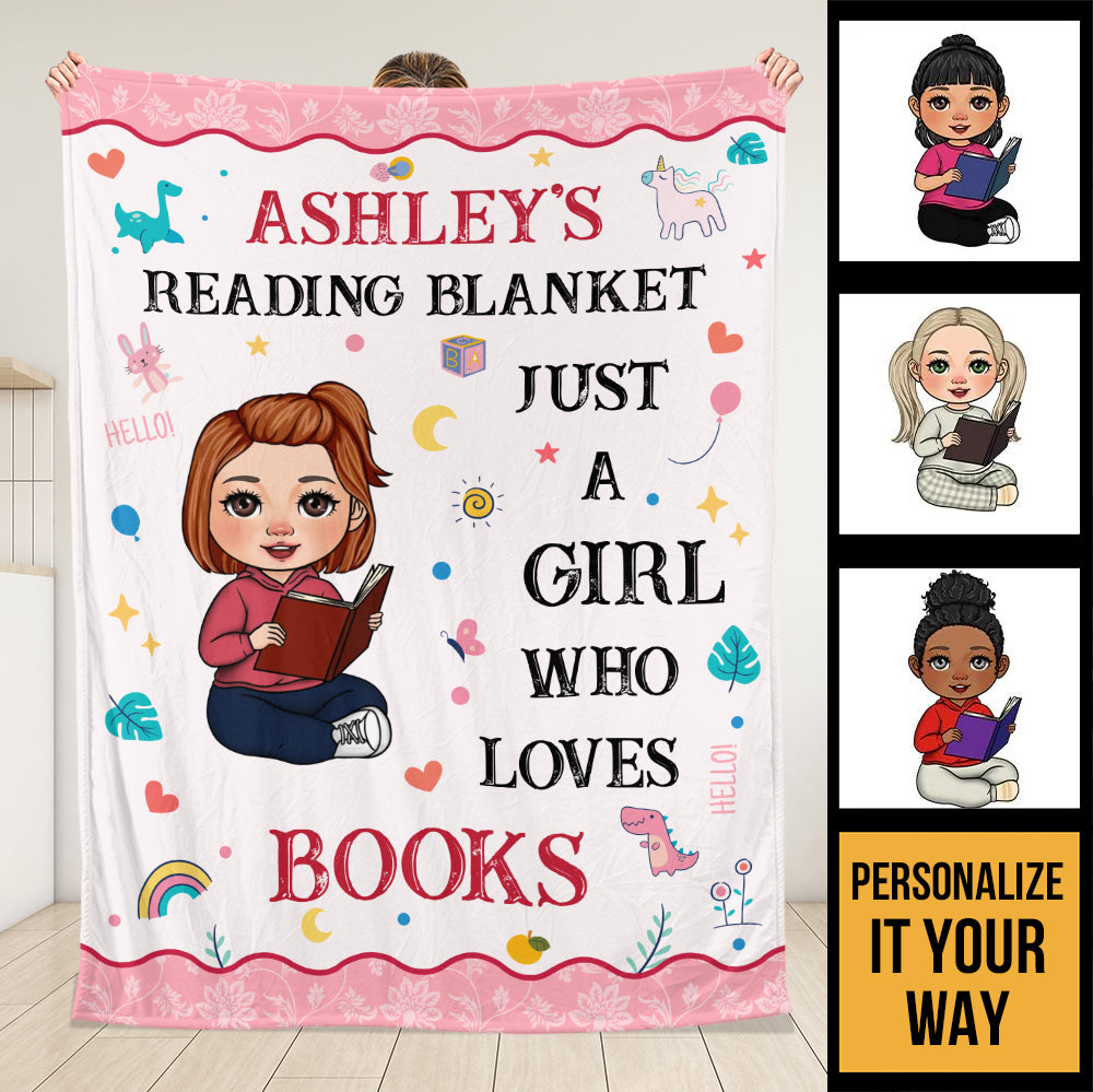 Just A Kid Who Loves Books Blanket - Personalized Blanket