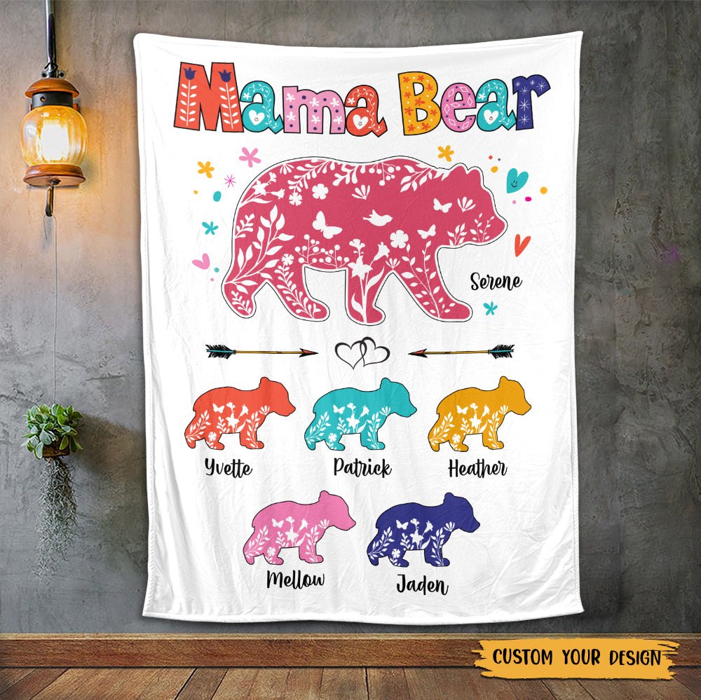 Mama Bear Colorful - Personalized Blanket - Best Gift For Mother - Giftago
