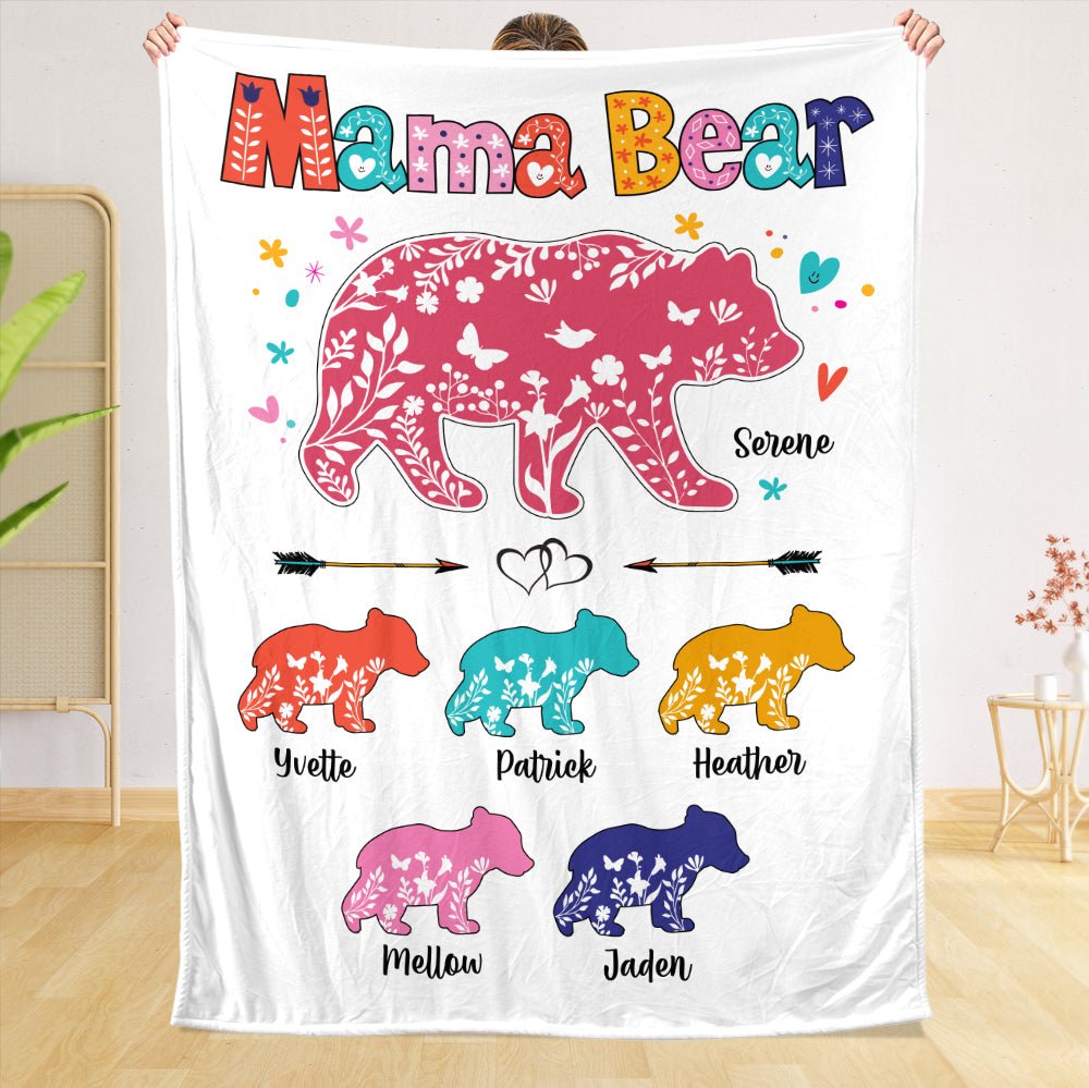 Mama Bear Colorful - Personalized Blanket - Best Gift For Mother - Giftago