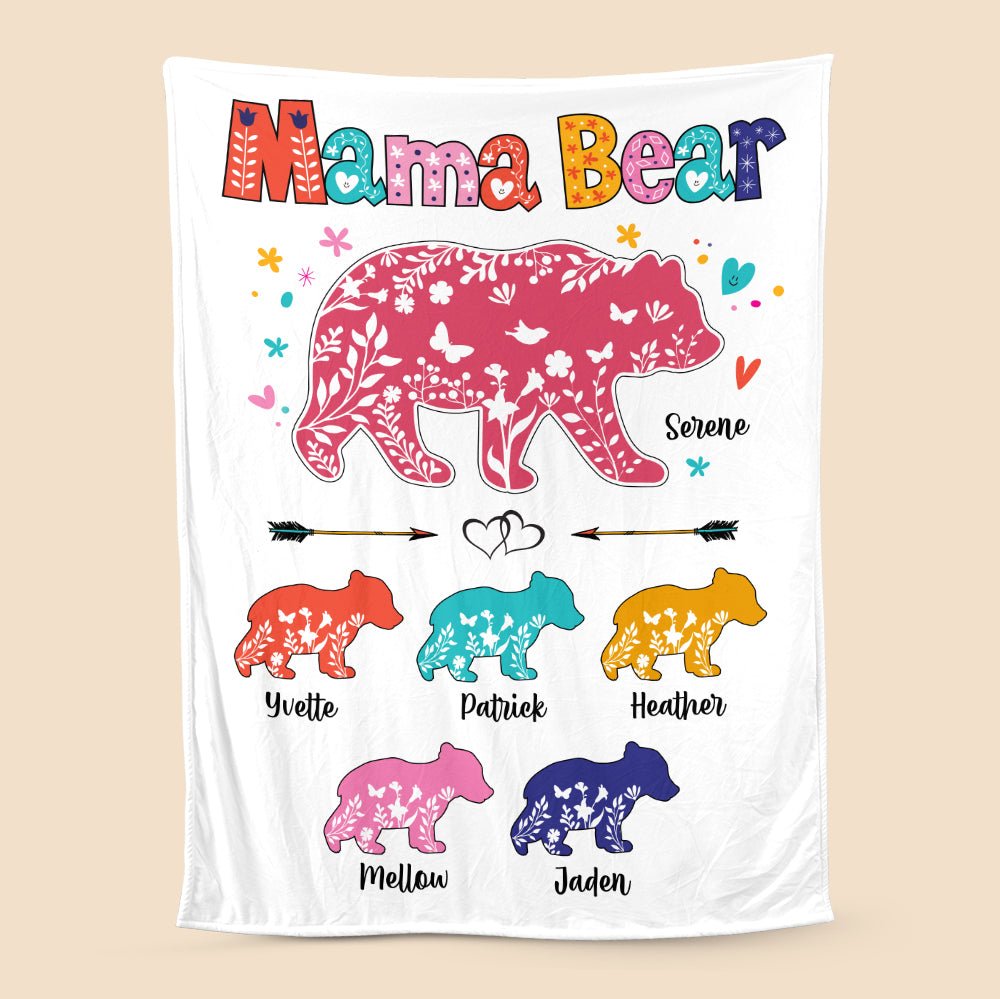 Mama Bear Colorful - Personalized Blanket - Best Gift For Mother - Giftago