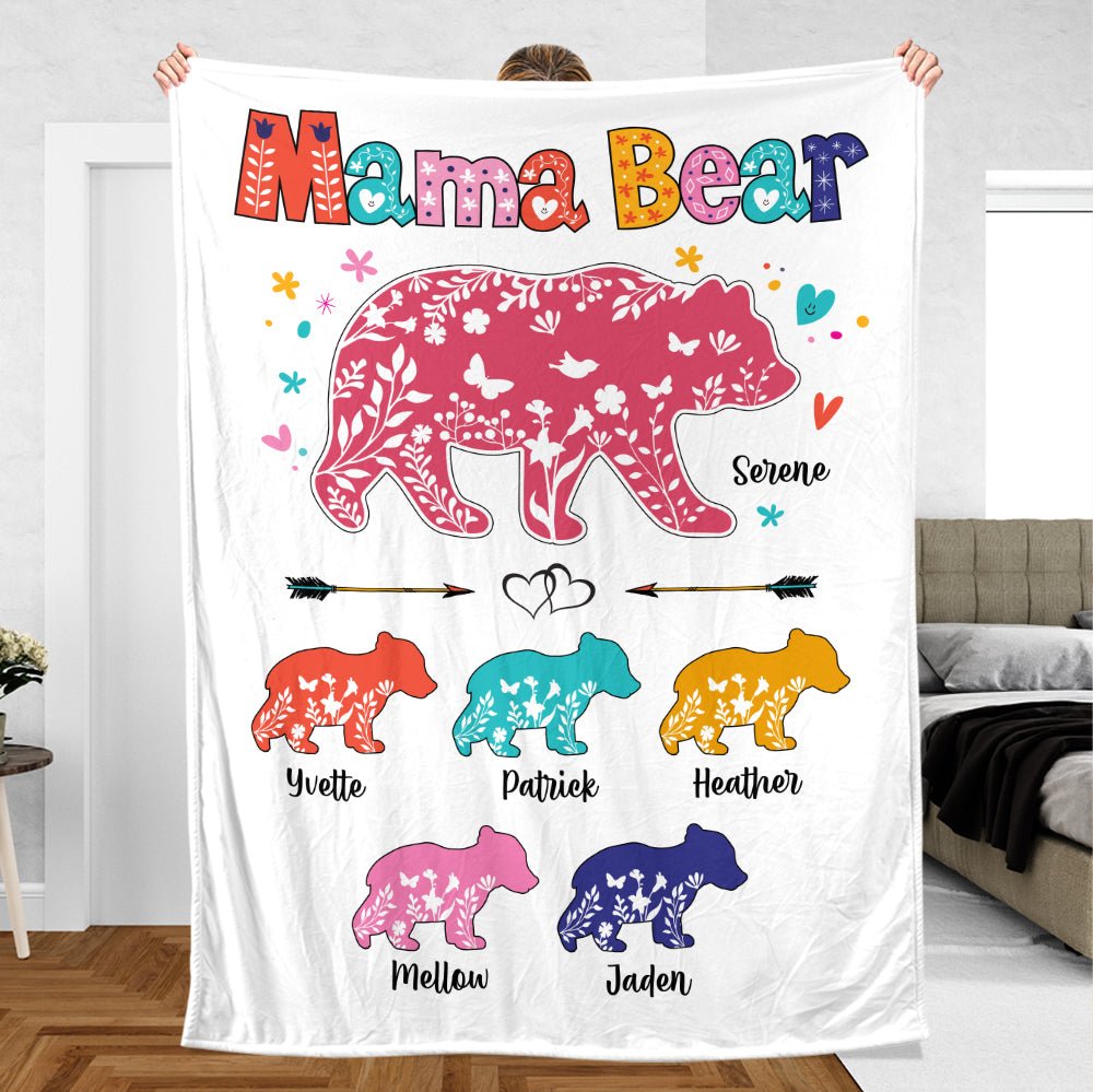 Mama Bear Colorful - Personalized Blanket - Best Gift For Mother - Giftago