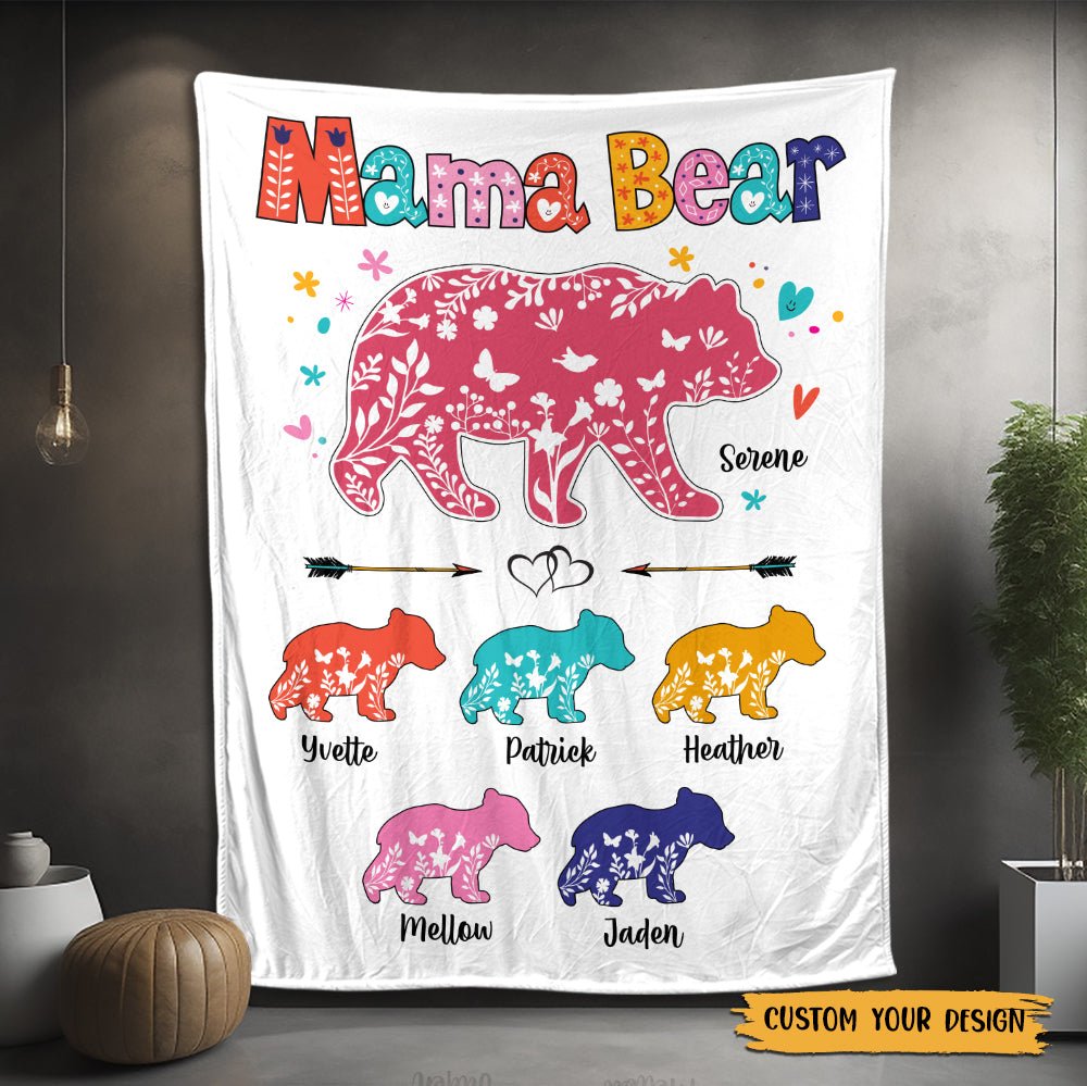 Mama Bear Colorful - Personalized Blanket - Best Gift For Mother - Giftago
