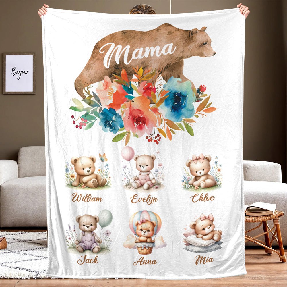 Mama Bear Cute - Personalized Blanket - Best Gift For Mother - Giftago
