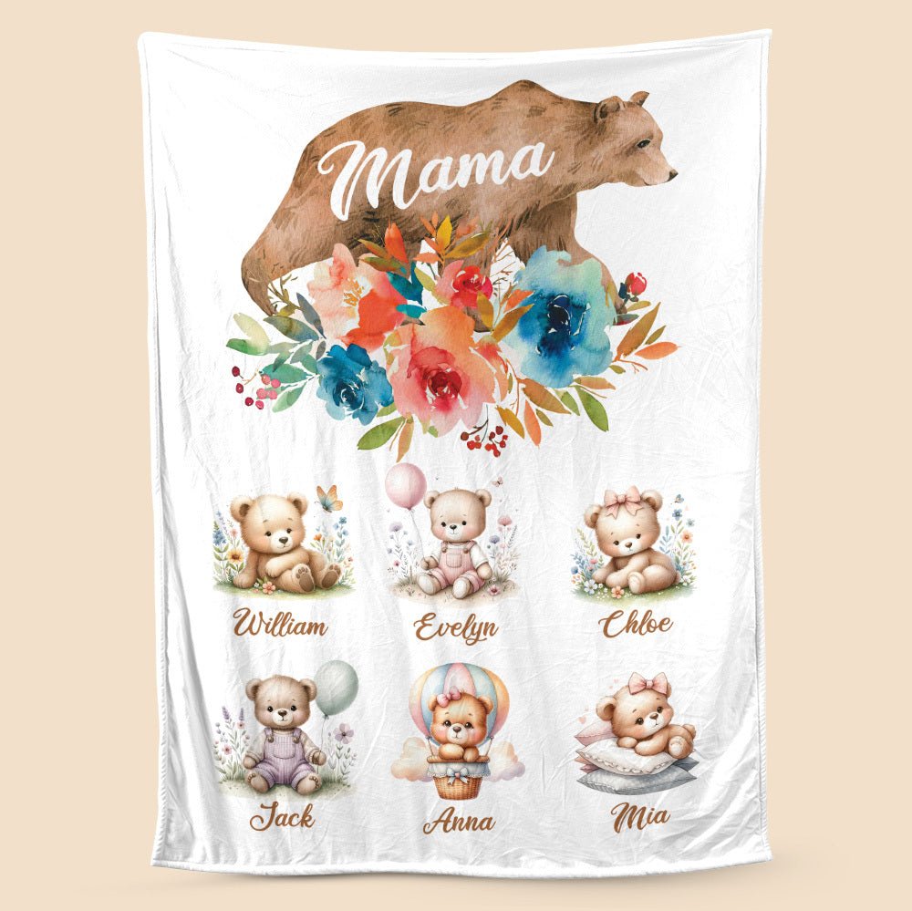 Mama Bear Cute - Personalized Blanket - Best Gift For Mother - Giftago