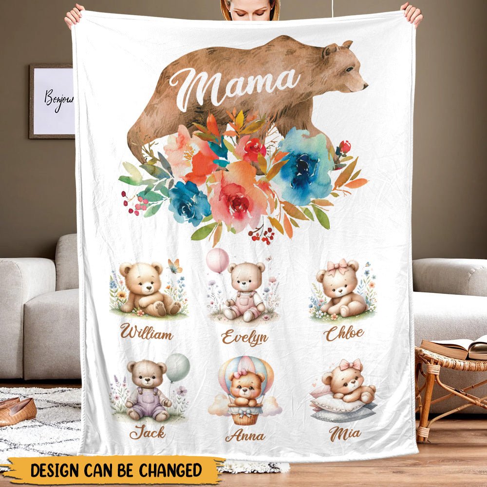 Mama Bear Cute - Personalized Blanket - Best Gift For Mother - Giftago