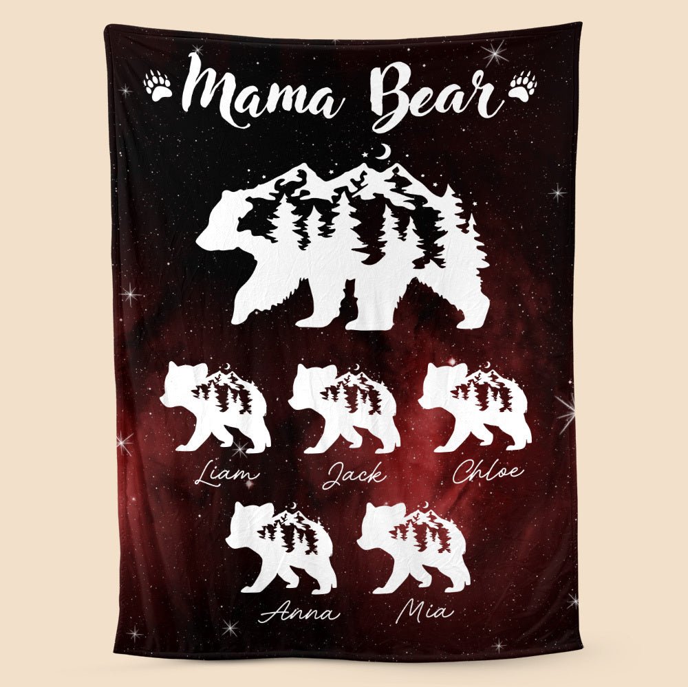 Mama Bear Galaxy - Personalized Blanket - Best Gift For Mother - Giftago
