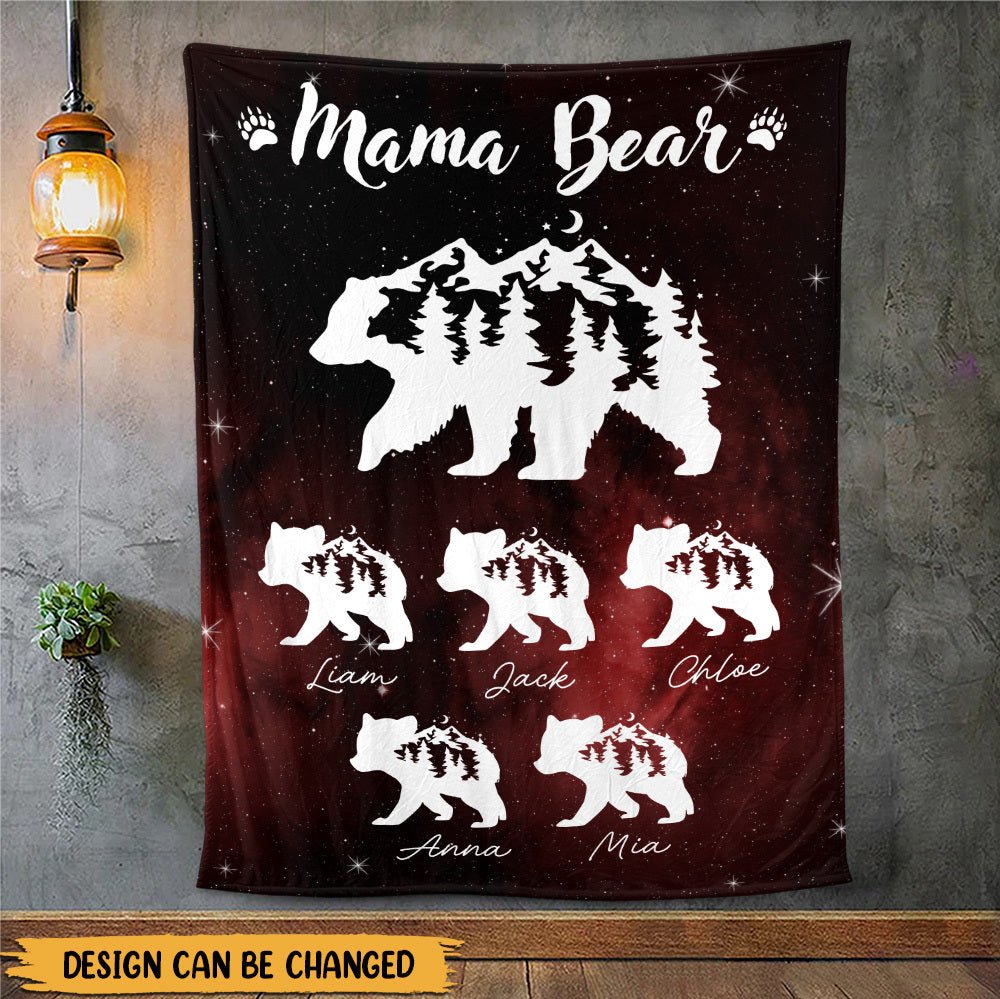 Mama Bear Galaxy - Personalized Blanket - Best Gift For Mother - Giftago
