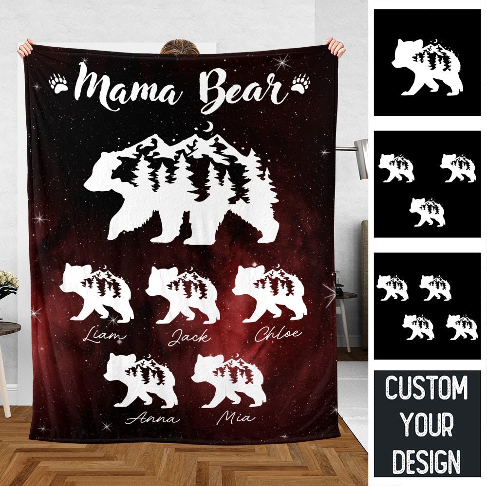 Mama Bear Galaxy - Personalized Blanket - Best Gift For Mother - Giftago