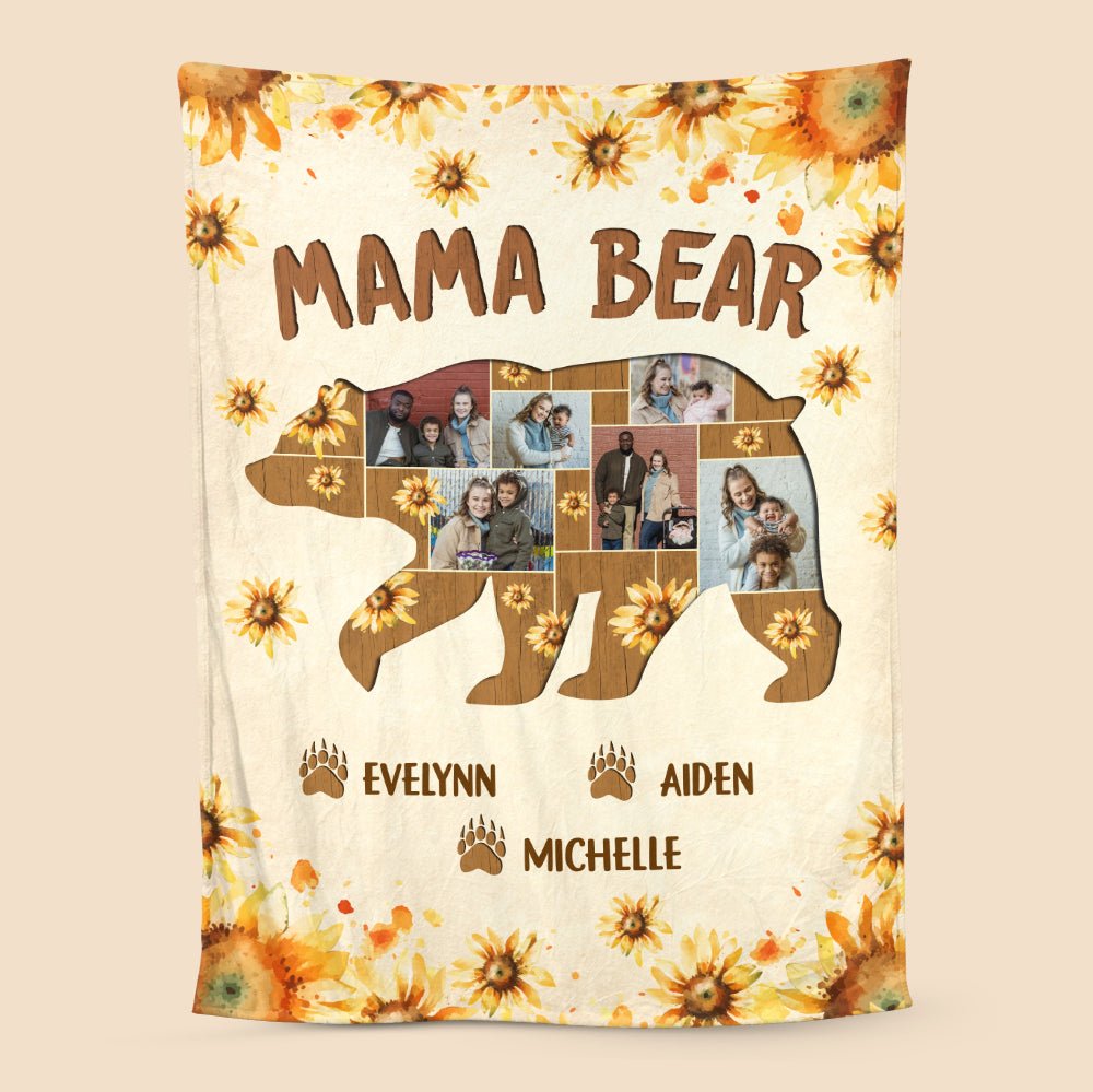 Mama Bear Photo - Personalized Blanket - Meaningful Gift For Birthday, For Family - Giftago