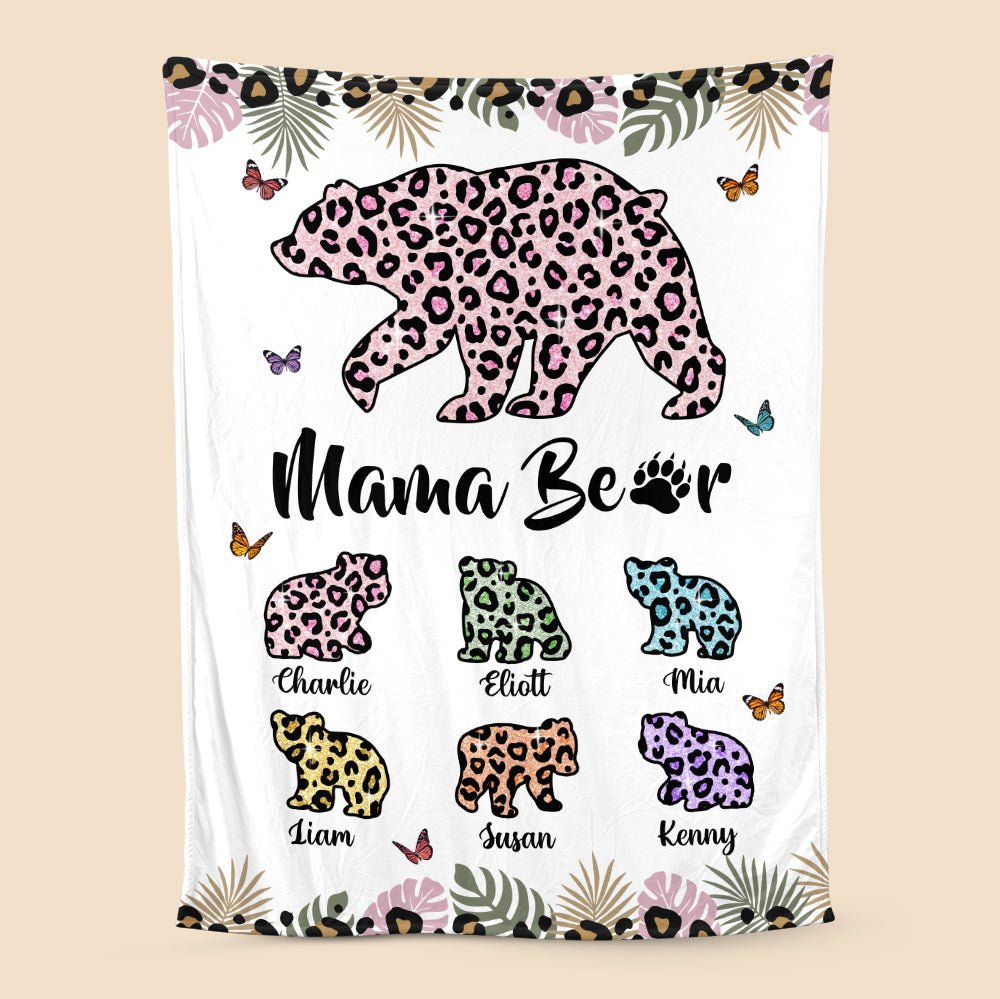 Mama Bear Tropical - Personalized Blanket - Best Gift For Mother - Giftago