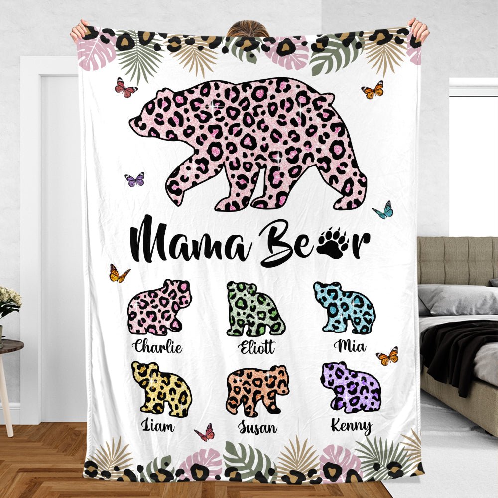 Mama Bear Tropical - Personalized Blanket - Best Gift For Mother - Giftago