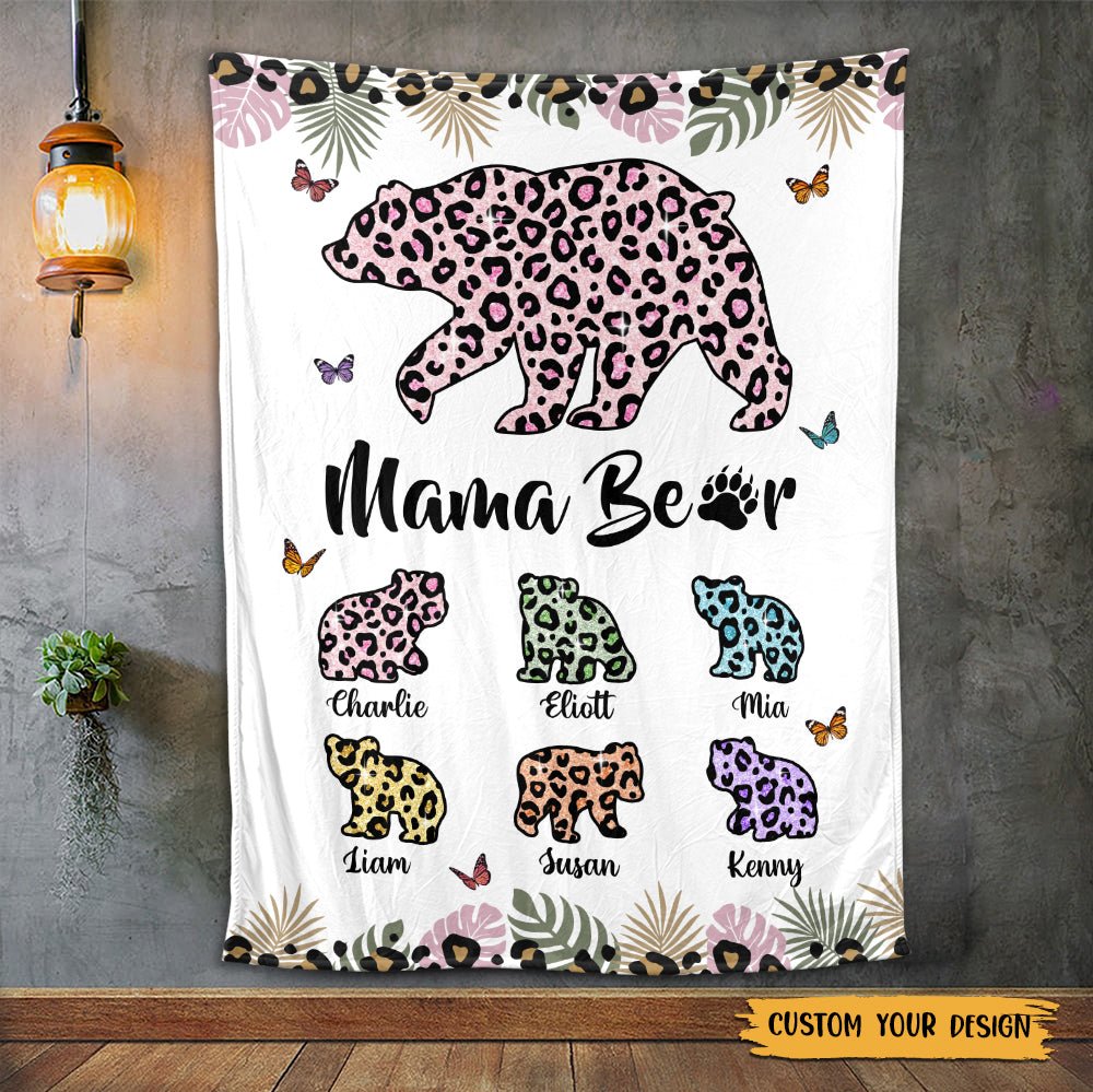 Mama Bear Tropical - Personalized Blanket - Best Gift For Mother - Giftago