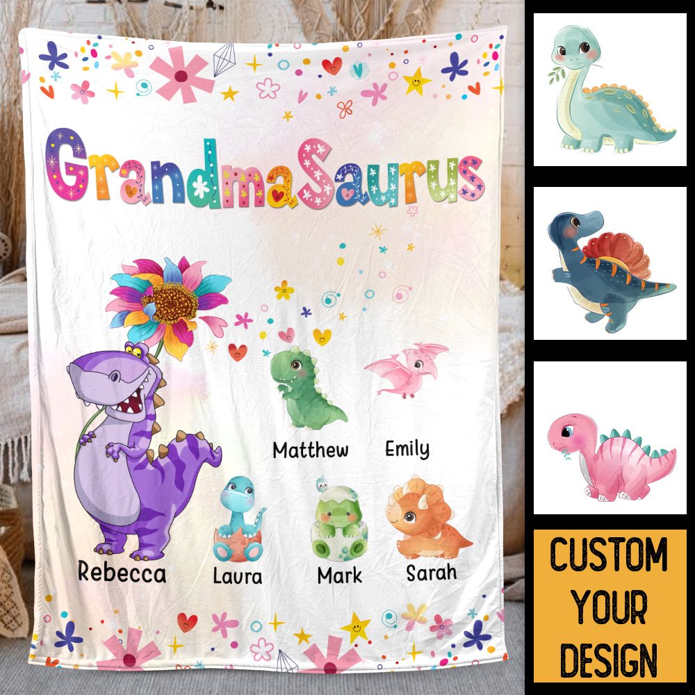 Mamasaurus Grannysaurus Personalized Blanket - Giftago