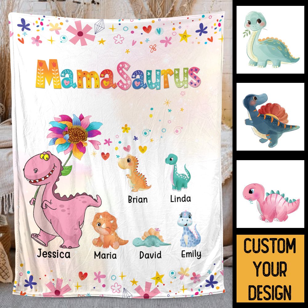 Mamasaurus Grannysaurus Personalized Blanket - Giftago