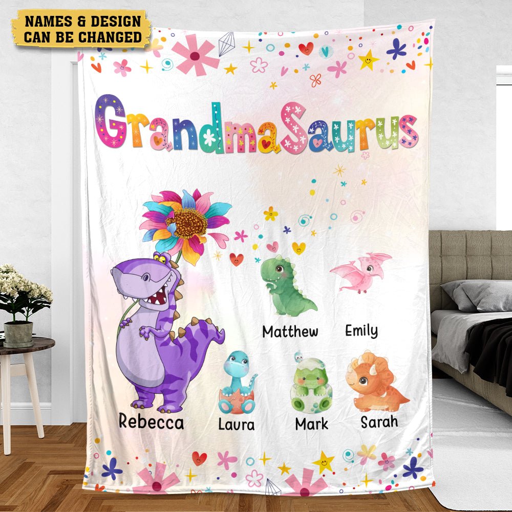 Mamasaurus Grannysaurus Personalized Blanket - Giftago