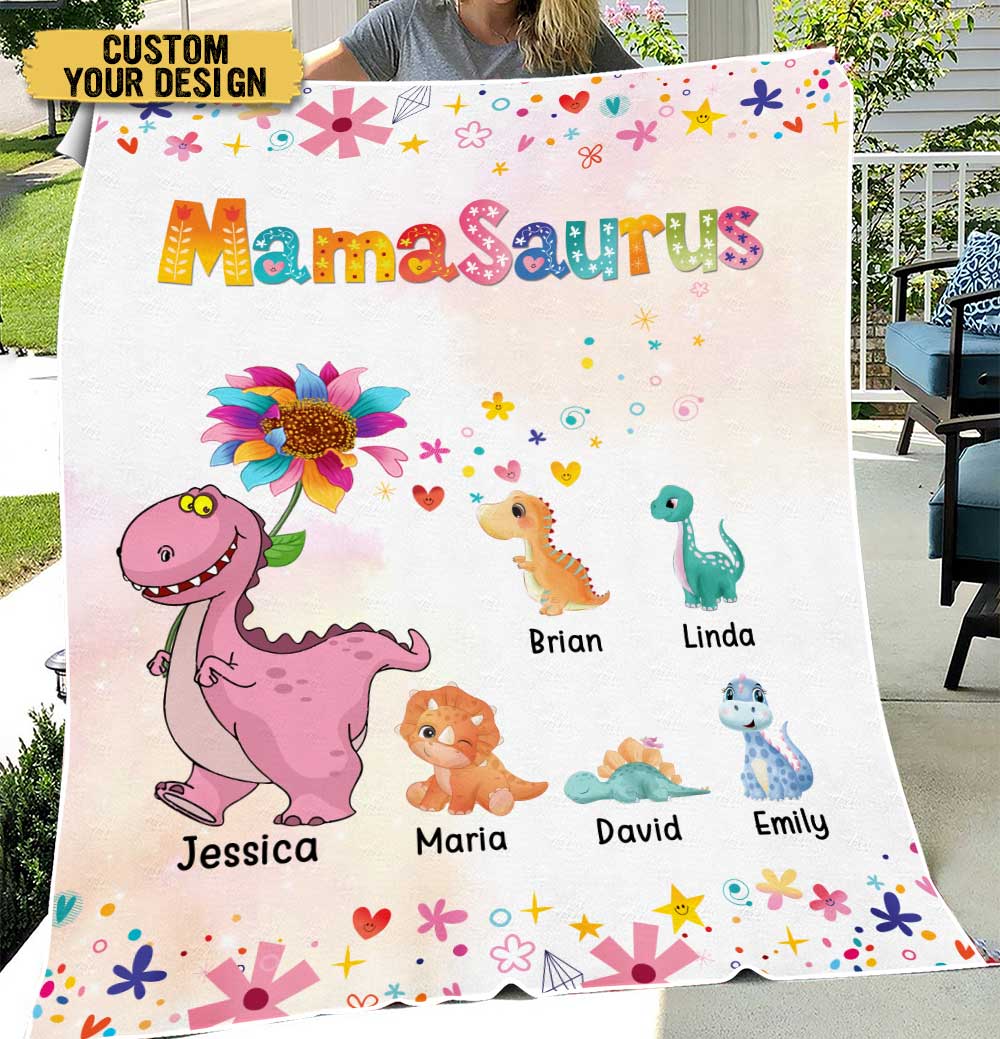 Mamasaurus Grannysaurus Personalized Blanket - Giftago