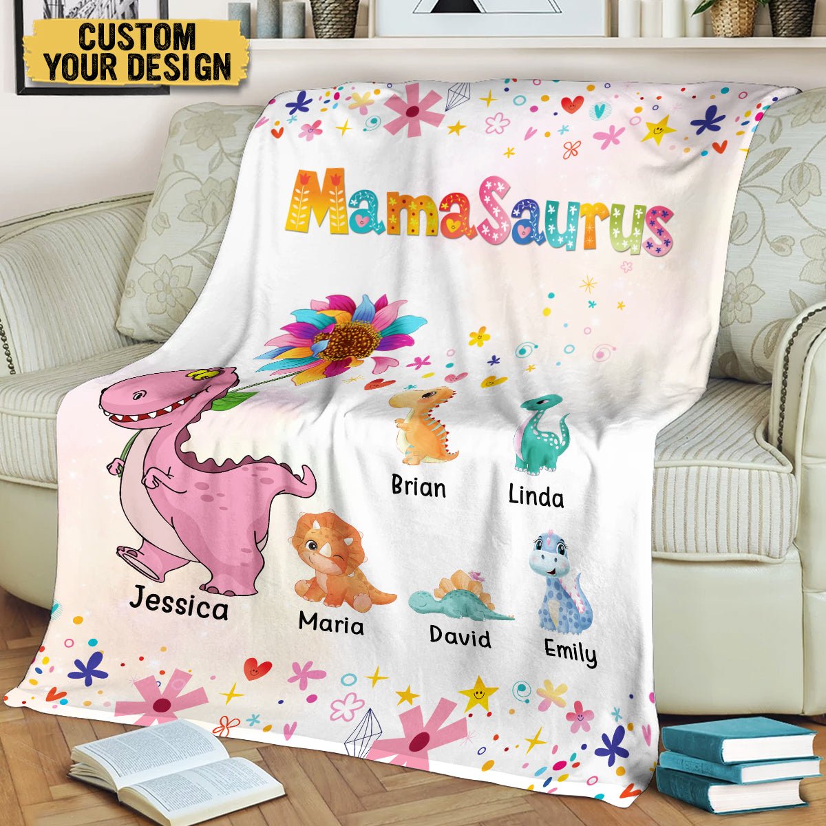 Mamasaurus Grannysaurus Personalized Blanket - Giftago
