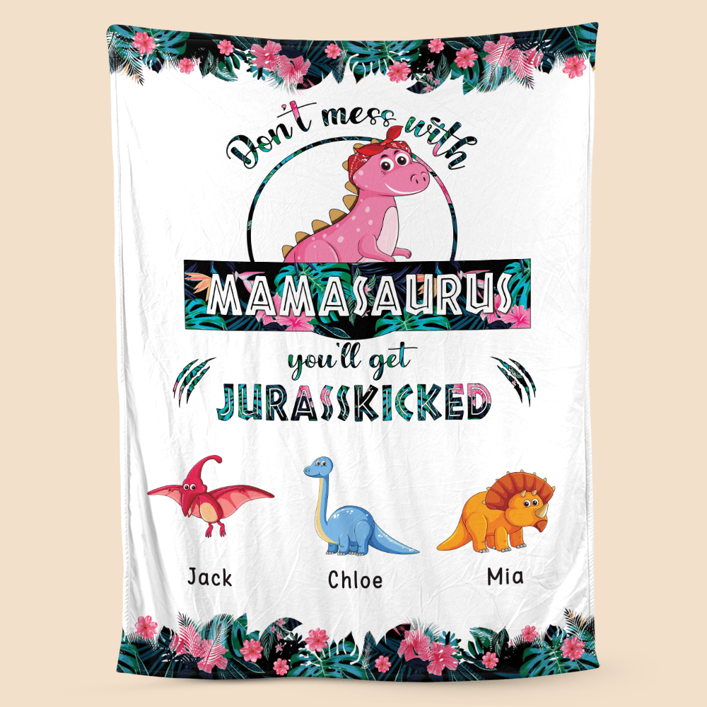 Mamasaurus Tropical - Personalized Blanket - Best Gift For Mother - Giftago