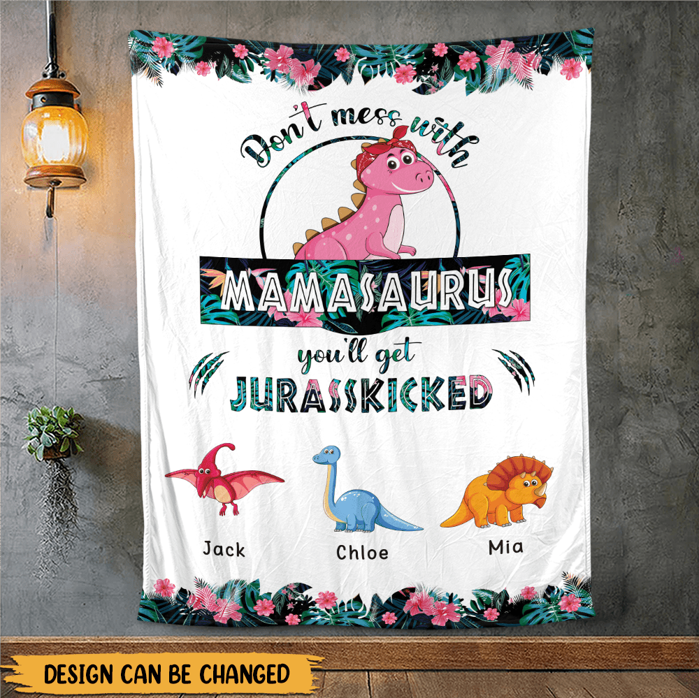 Mamasaurus Tropical - Personalized Blanket - Best Gift For Mother - Giftago