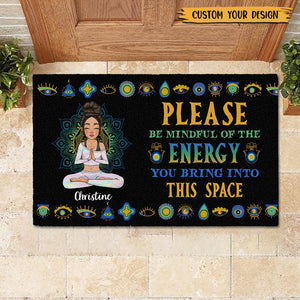 Please Be Mindful Of The Energy (Version 2) - Personalized Doormat - Best Gift For Yoga Lover - Giftago