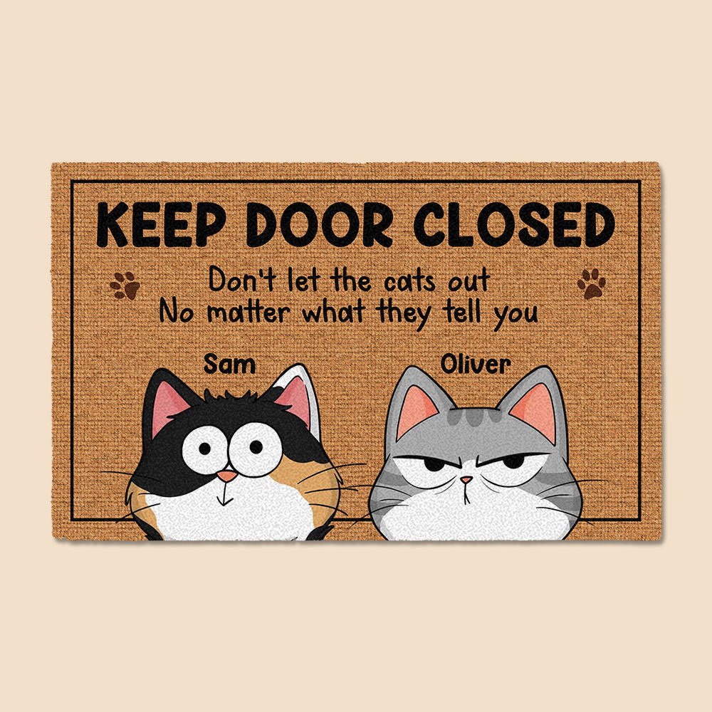 Keep Door Closed - Personalized Doormat - Best Gift For Cat Lovers - Giftago