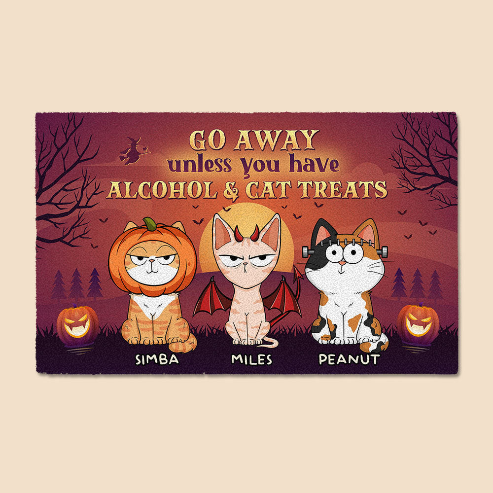 Go Away Unless You Have Alcohol & Cat Treats (Version 2) - Personalized Doormat - Best Gift For Halloween - Giftago