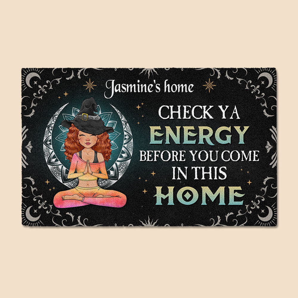 Witch - Check Ya Energy (Version 2) - Personalized Doormat - Best Gift For Halloween - Giftago