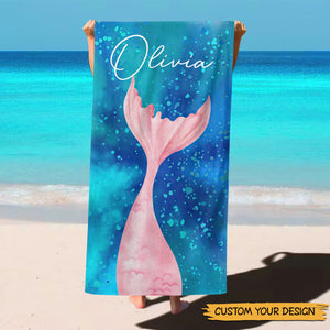 Mermaid Tail - Personalized Bath Towel - Best Gift for Daughter, Granddaughter - Giftago