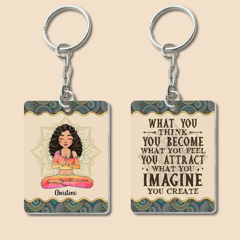 Hurry Up Inner Peace - Personalized Acrylic Keychain - Best Gift For Yoga Lover - Giftago