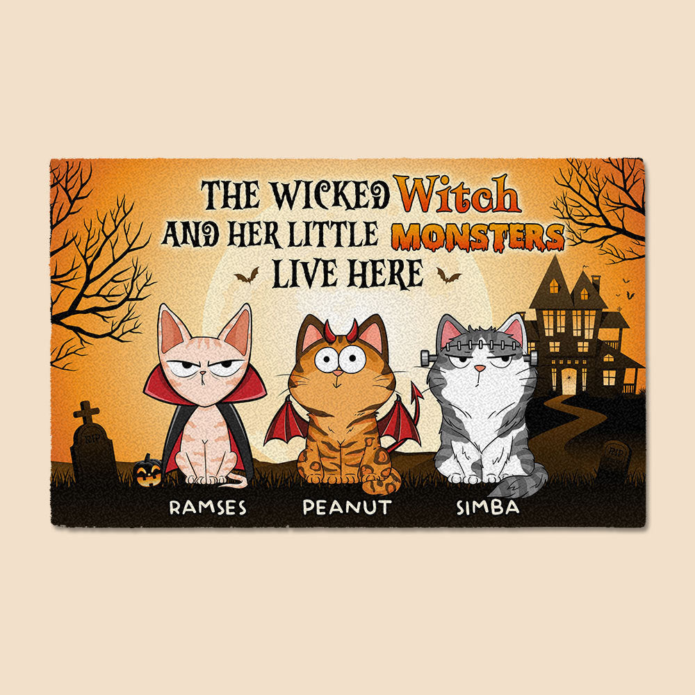 The Wicked Witch And Her Little Monsters - Personalized Doormat - Best Gift For Halloween - Giftago