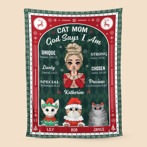 Cat Mom God Says I Am - Personalized Blanket - Best Gift For Christmas, For Cat Lovers - Giftago