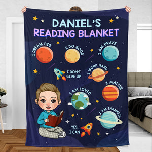 Little Stars & Planets Kid Reading Blanket - Personalized Blanket - Thoughtful Gift For Birthday, Christmas - Giftago