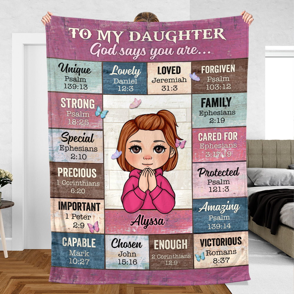 To My Daughter/Granddaughter - God Says You Are (Kid) - Personalized Blanket - Best Gift For Daughter, Granddaughter - Giftago