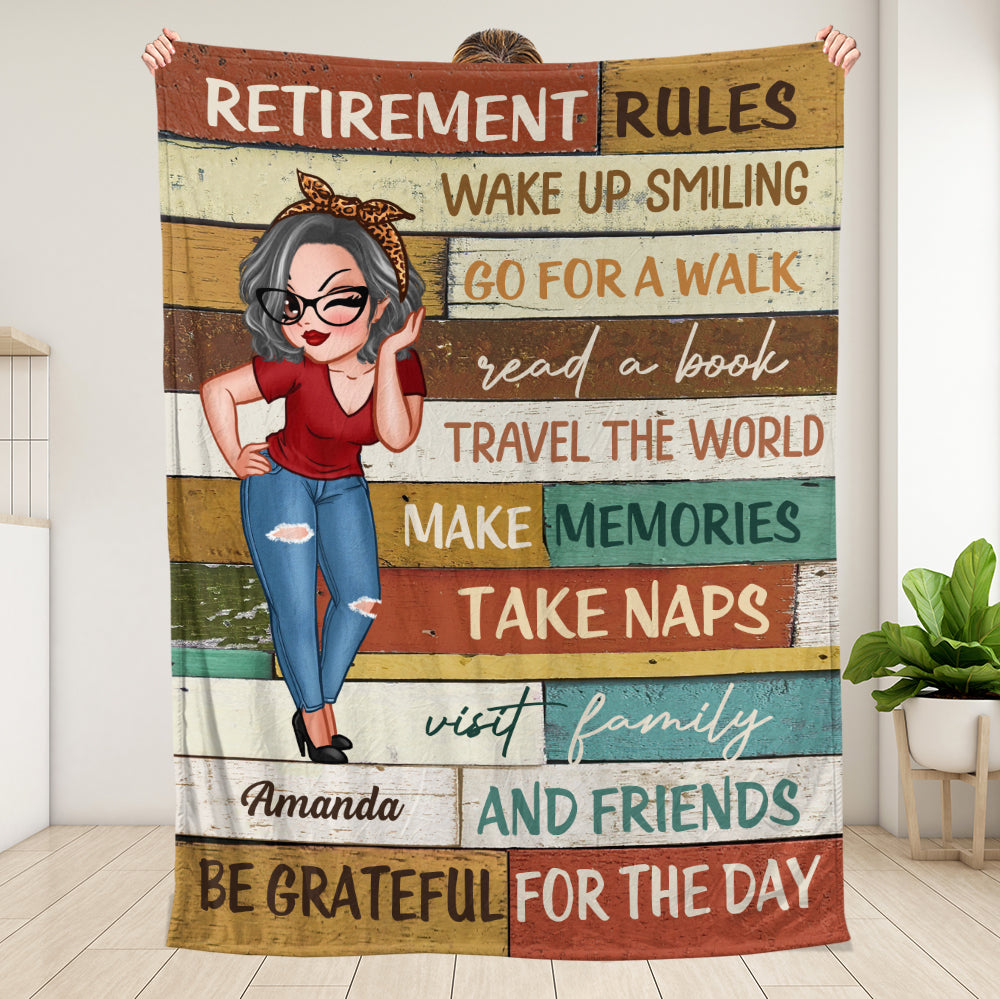 Retirement Rules Vintage - Personalized Blanket - Giftago