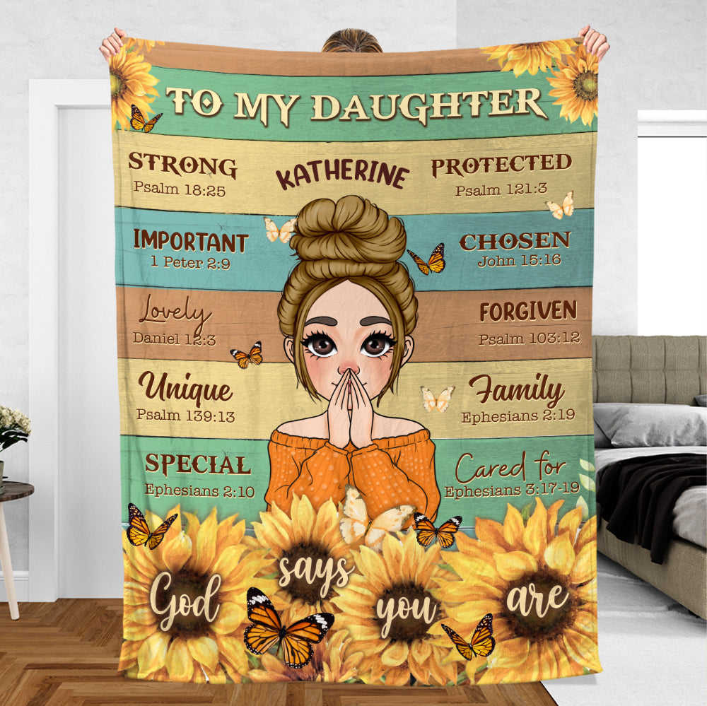 To My Daughter Sunflower - Personalized Blanket - Best Gift For Daughter, Granddaughter - Giftago