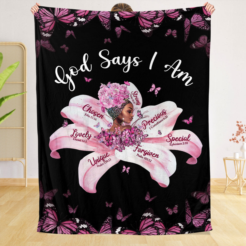 God Says I Am Flower Blanket - Best Gift for Christmas - Giftago