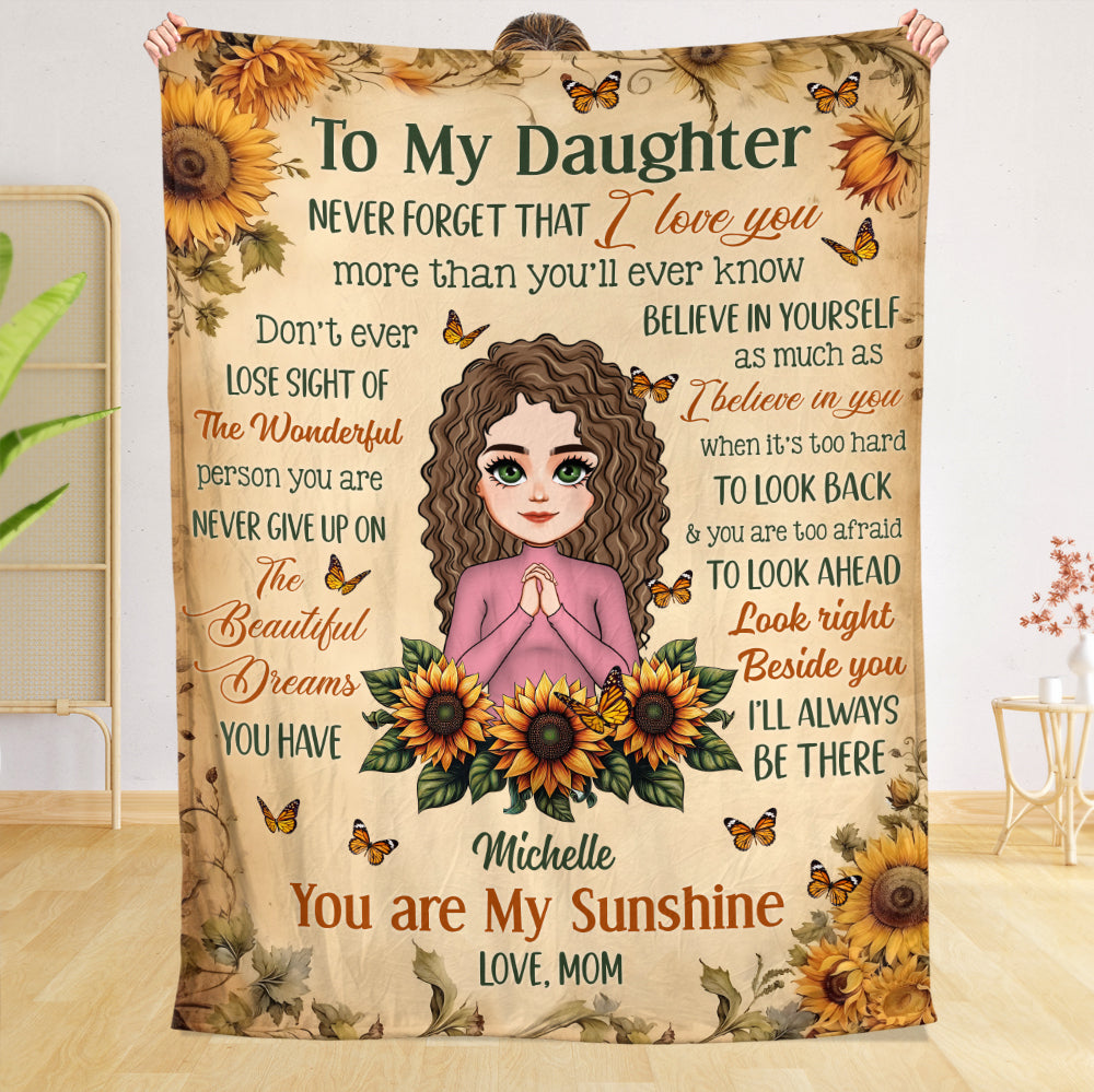 To My Daughter Never Forget That I Love You - Personalized Blanket - Best Gift For Daughter, Granddaughter - Giftago