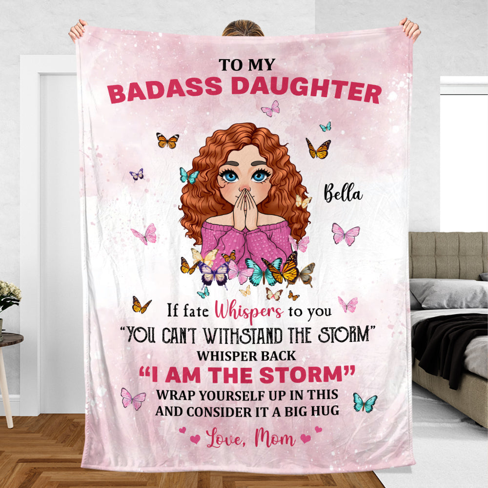 To My Badass Daughter Pink - Personalized Blanket - Best Gift For Granddaughter, For Daughter - Giftago