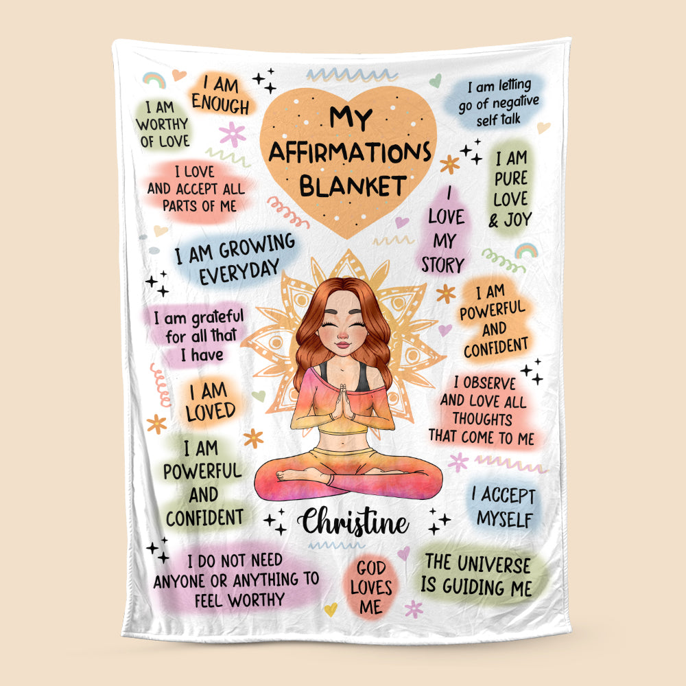 Personalized Blanket - My Affirmations Yoga - Best Gift For Yoga Lovers - Giftago