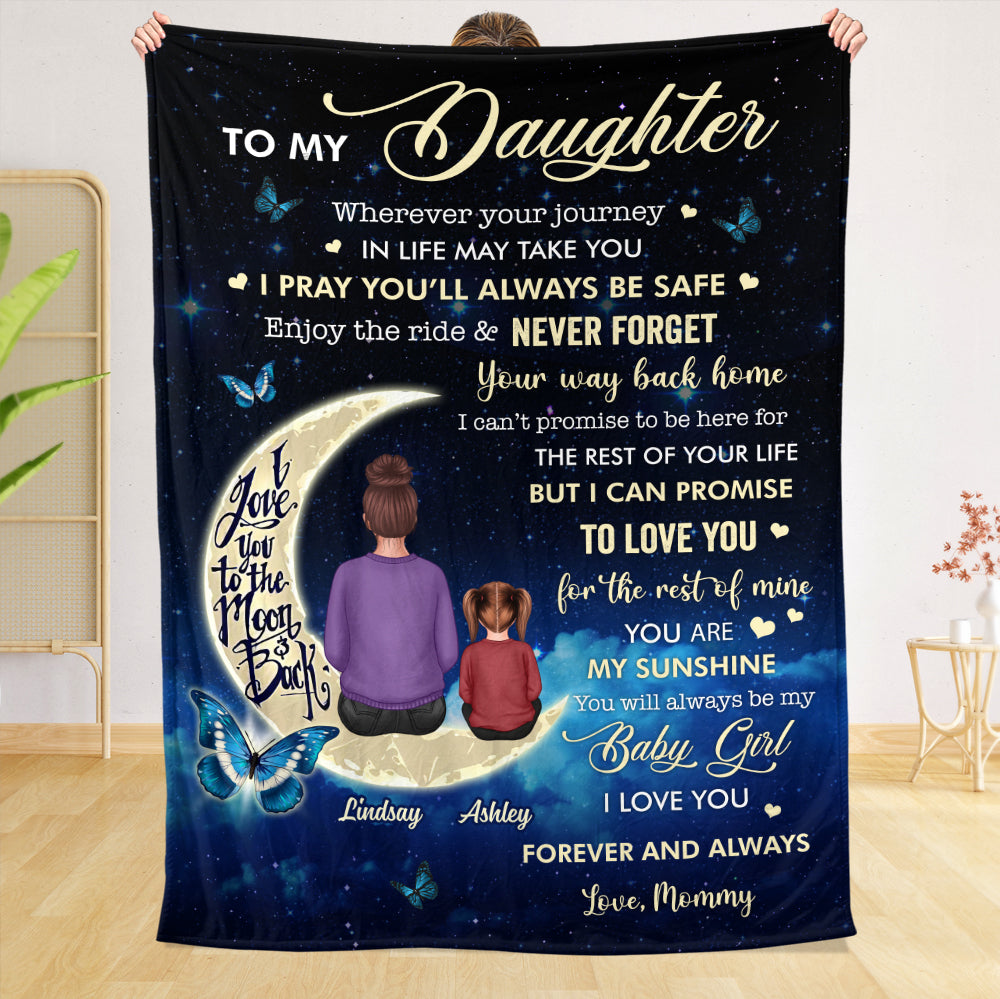 To My Daughter/Granddaughter Love You To The Moon And Back - Personalized Blanket - Meaningful Gift For Christmas, For Birthday - Giftago