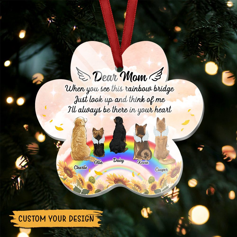 Personalized Dog Memorial Christmas Acrylic Ornament - Dear Mom - Dog Loss Gift, Remembrance Gift - Giftago