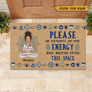 Please Be Mindful Of The Energy (Version 2) - Personalized Doormat - Best Gift For Yoga Lover - Giftago