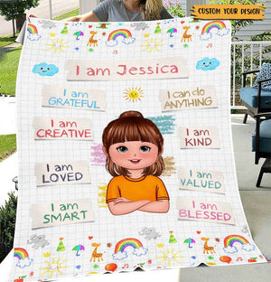 I Am Kind - Personalized Blanket - Best Gift For Kid - Giftago