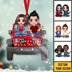 Couple With Car - Personalized Christmas Acrylic Ornament - Best Gift For Couple, For Christmas - Giftago