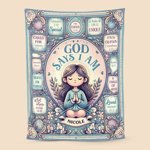 God Says I Am (Custom Name) - Personalized Blanket - Meaningful Gift For Christmas, For Birthday - Giftago