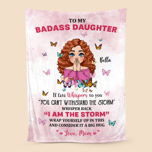 To My Badass Daughter Pink - Personalized Blanket - Best Gift For Granddaughter, For Daughter - Giftago