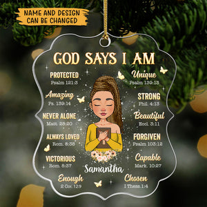 God Says I Am (Version 2) - Personalized Acrylic Ornament - Best Gift For Christmas, For Birthday - Giftago
