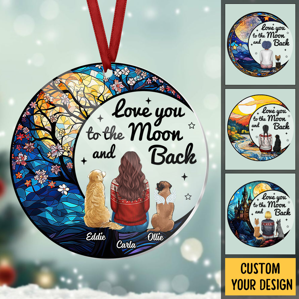 Love You To The Moon & Back - Personalized Acrylic Ornament - Best Gift For Dog Lovers, For Christmas - Giftago
