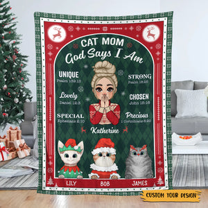 Cat Mom God Says I Am - Personalized Blanket - Best Gift For Christmas, For Cat Lovers - Giftago