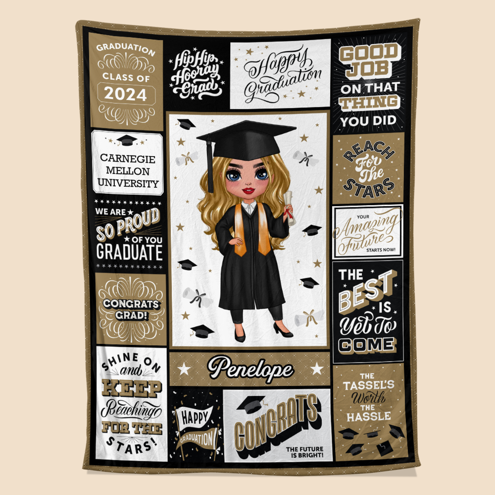 Happy Graduation Girl - Personalized Blanket - Giftago